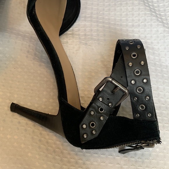 Joe’s Jeans ankle wrap studded buckle suede heel in black W8.5 - Picture 4 of 13